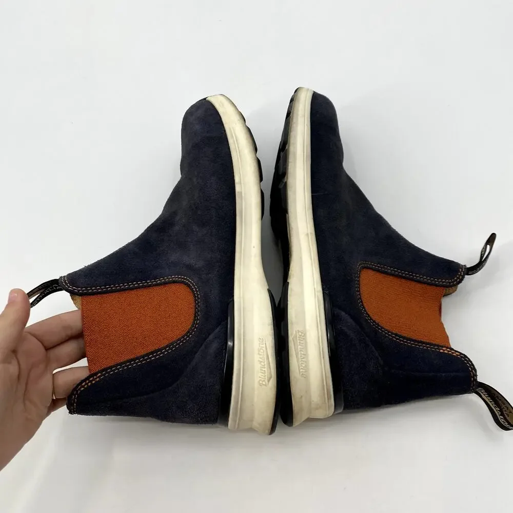 Blundstone Men's Navy Suede Orange Chelsea Boots